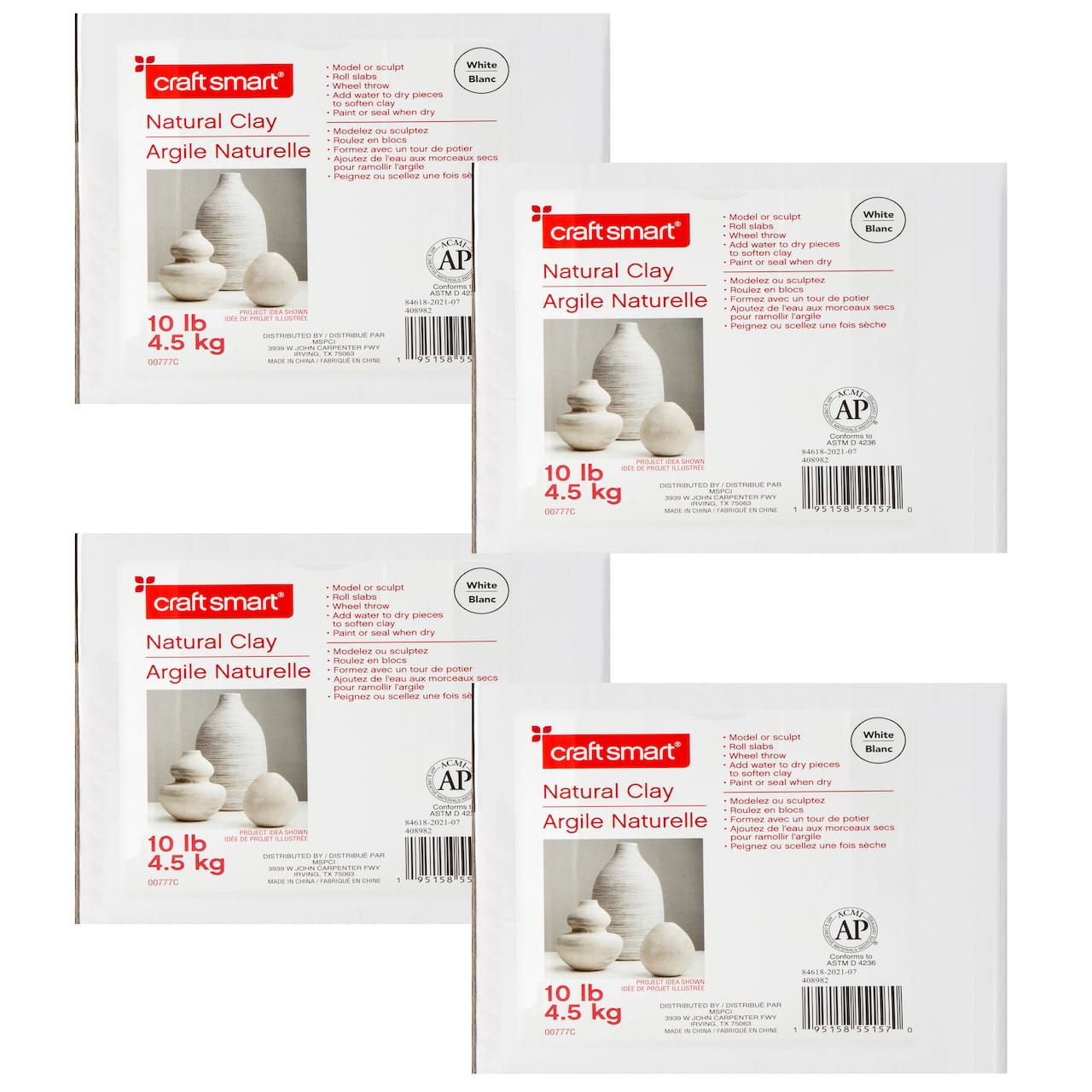 4 Pack: 10lb. (40lb. total) Natural Clay by Craft Smart®